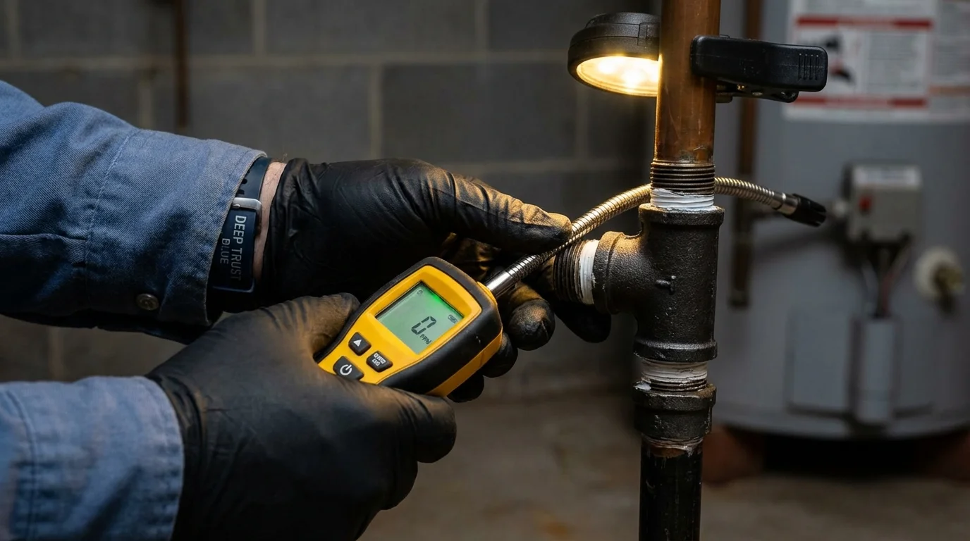 Gas leak detection with electronic sniffer by Johns Plumbing LLC in Hughes Springs