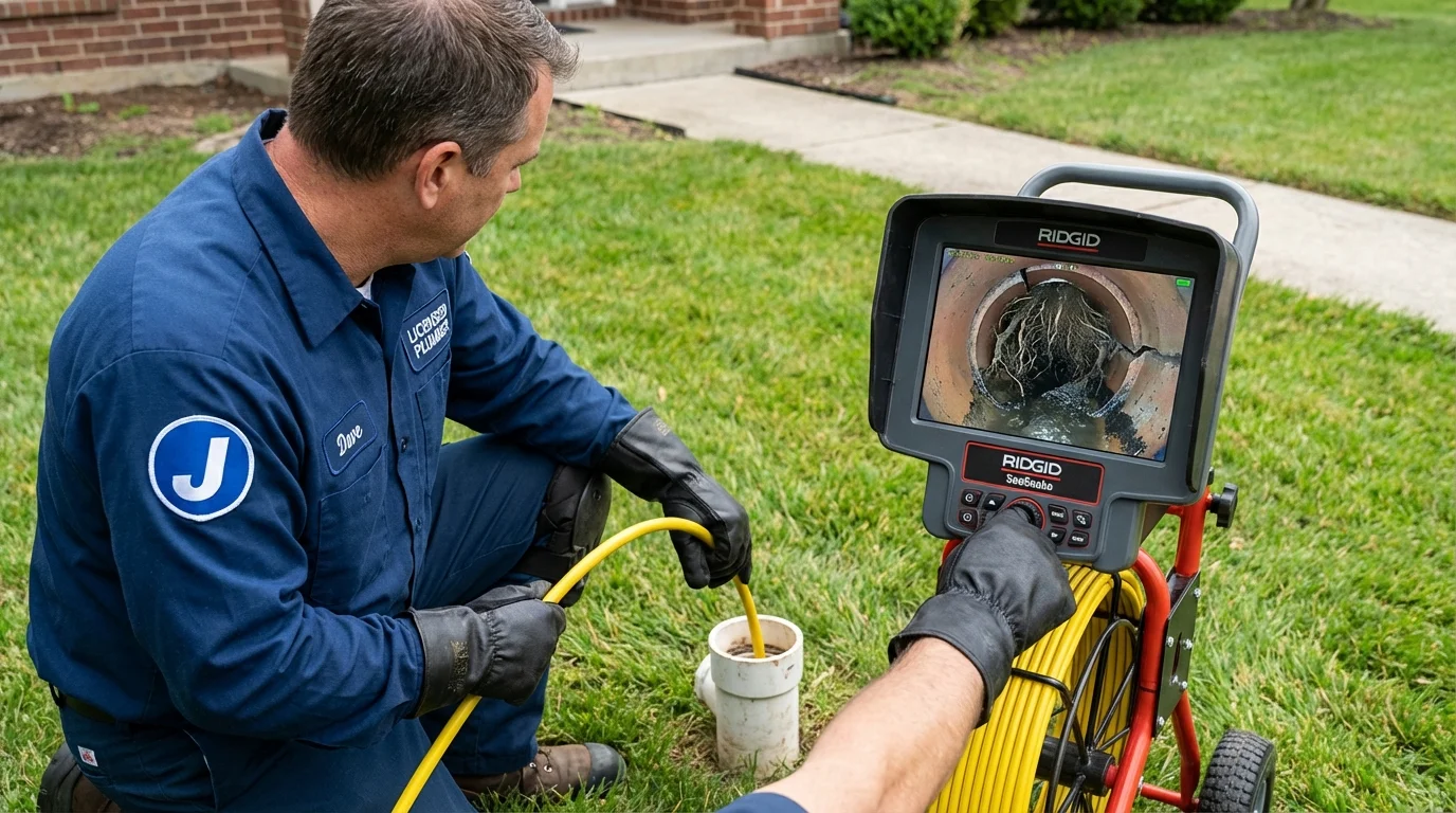 Sewer camera inspection being performed by Johns Plumbing LLC in Hughes Springs