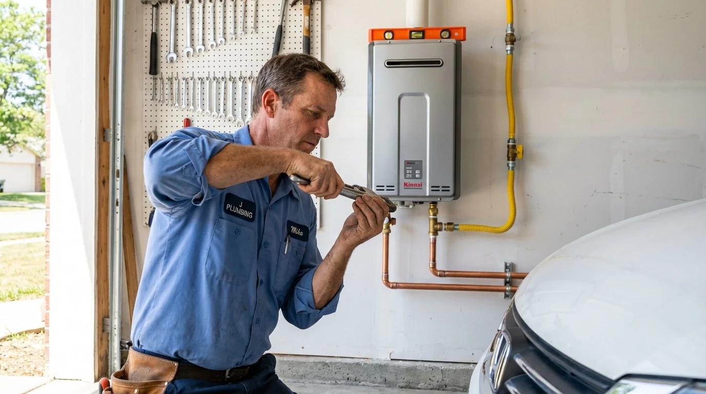 Tankless water heater installation by a Johns Plumbing LLC plumber in Hughes Springs